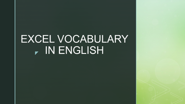 Từ Vựng và ví dụ Tiếng Anh Trong Excel