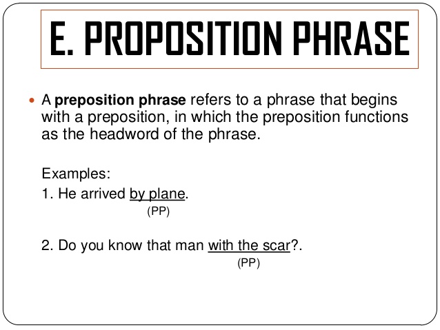prepositional phrase là gì
