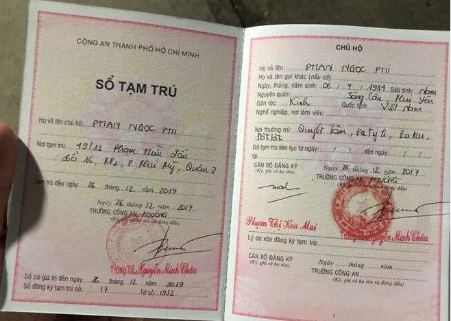 sổ tạm trú tiếng anh là gì