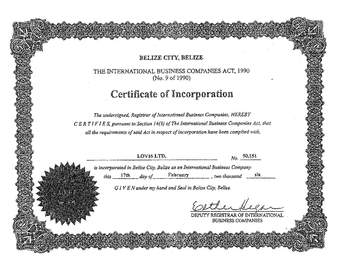 certificate of incorporation là gì