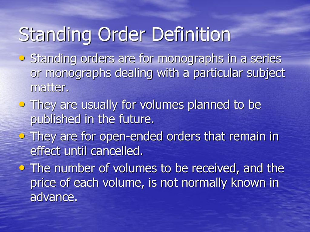 standing order là gì 