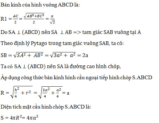 bán kính mặt cầu ngoại tiếp hình chóp