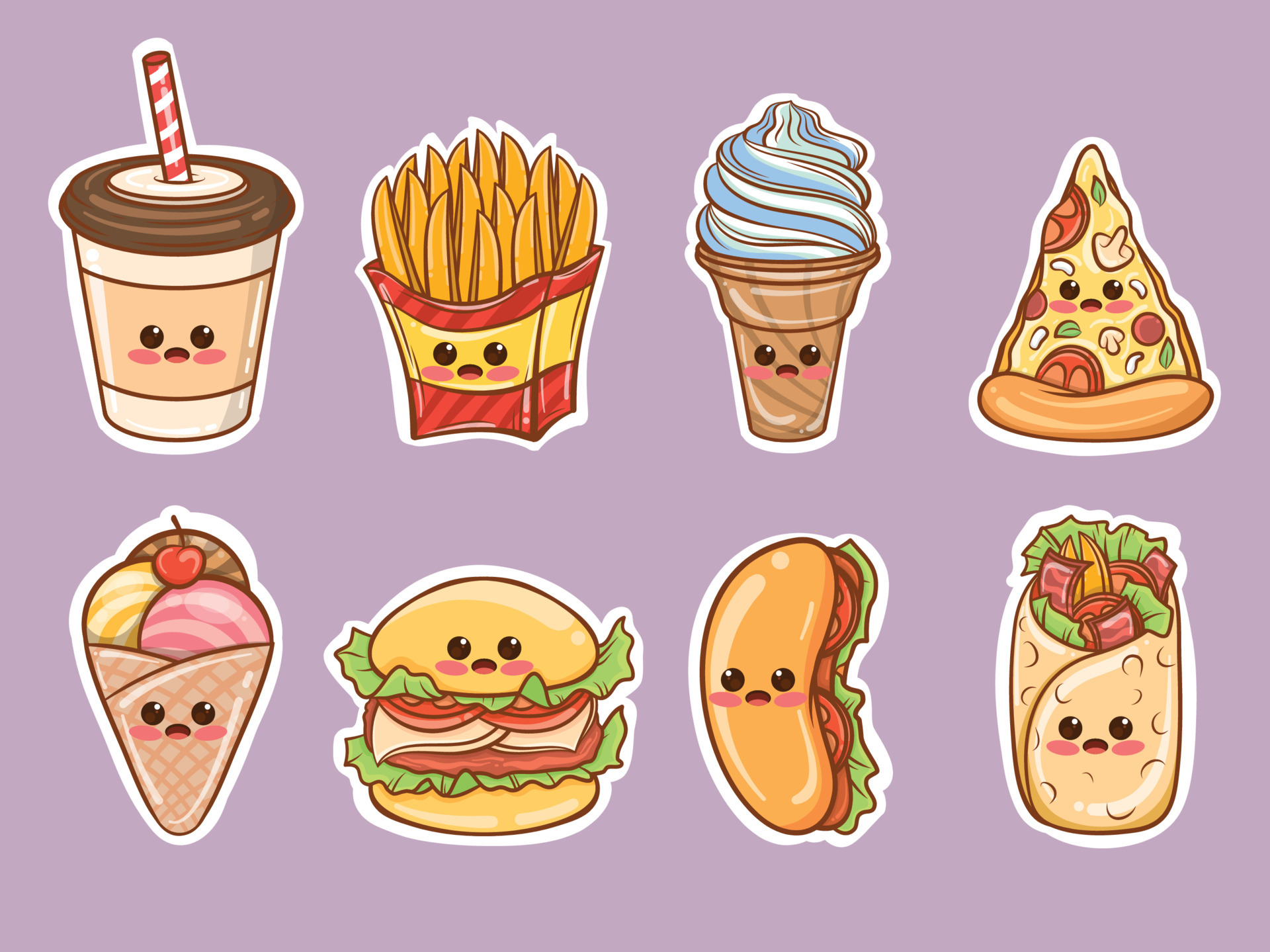 Tổng hợp Cách vẽ stickers đồ ăn cute đơn giản  How to draw cute food  stickers  vẽ sticker đồ ăn  YouTube