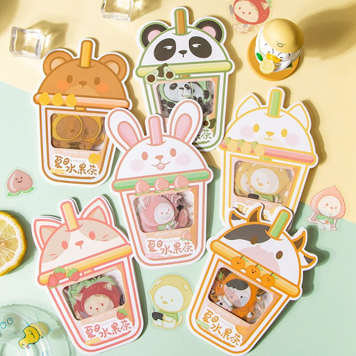 hình vẽ sticker cute trà sữa