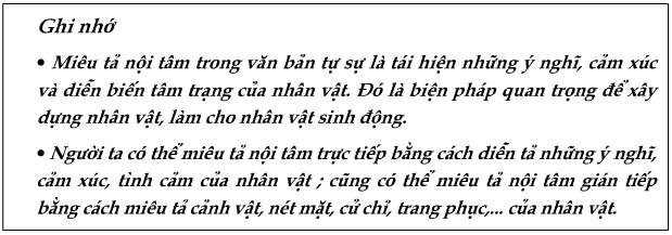 miêu tả nội tâm trong văn bản tự sự