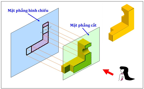 mặt cắt nào được vẽ ngoài hình chiếu