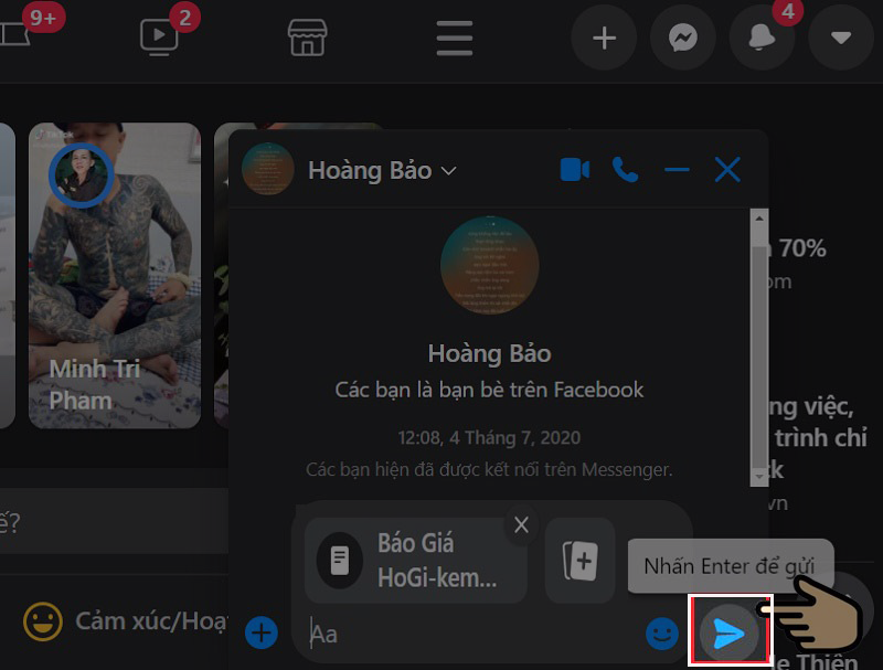 cách gửi file word qua messenger