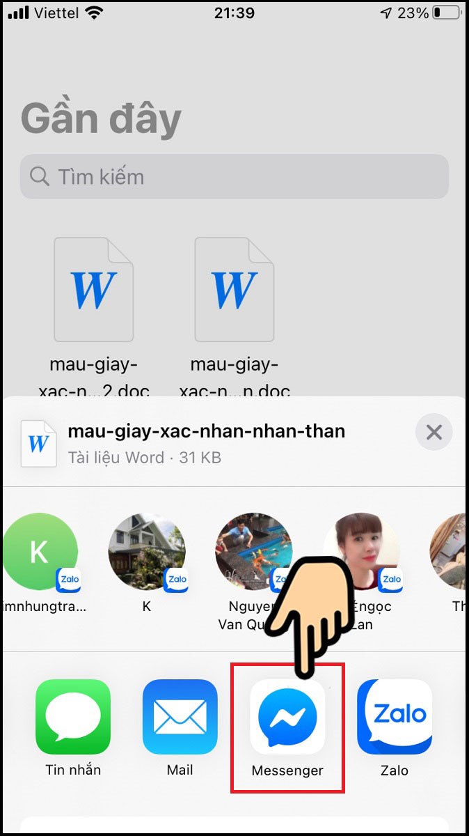 cách gửi file word qua messenger