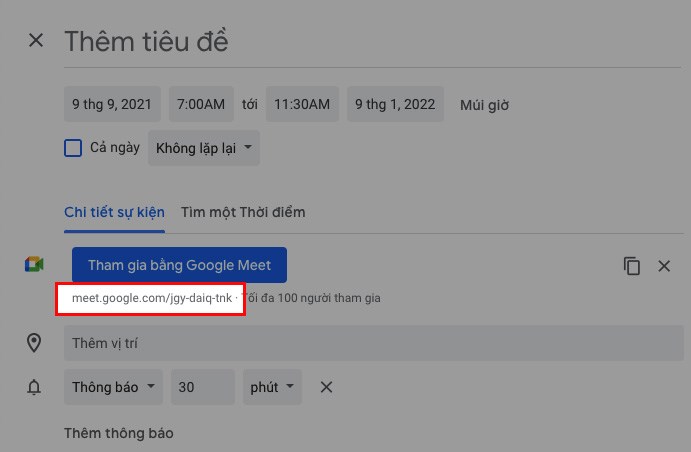 cách tạo đường Link cố định trong Google Meet