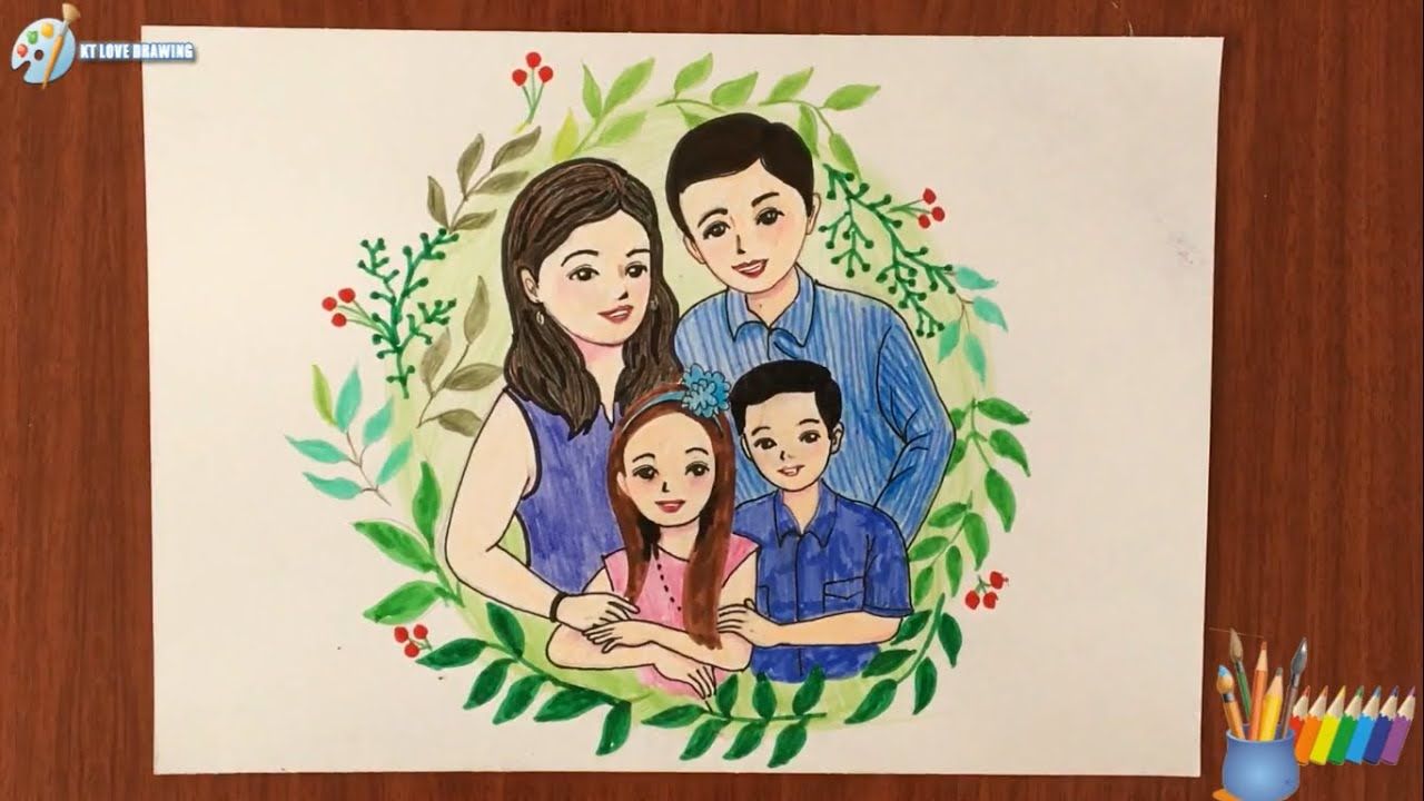Tranh vẽ gia đình hạnh phúc đơn giản và đẹp nhất vẽ tranh đề tài gia đình  đẹp hạnh phúc