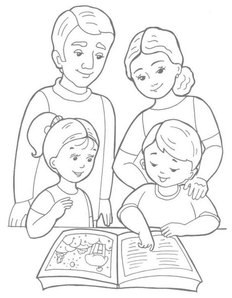 tranh vẽ gia đình 4 người
