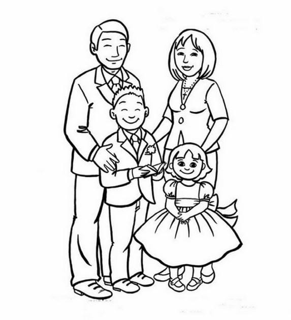 tranh vẽ gia đình 4 người
