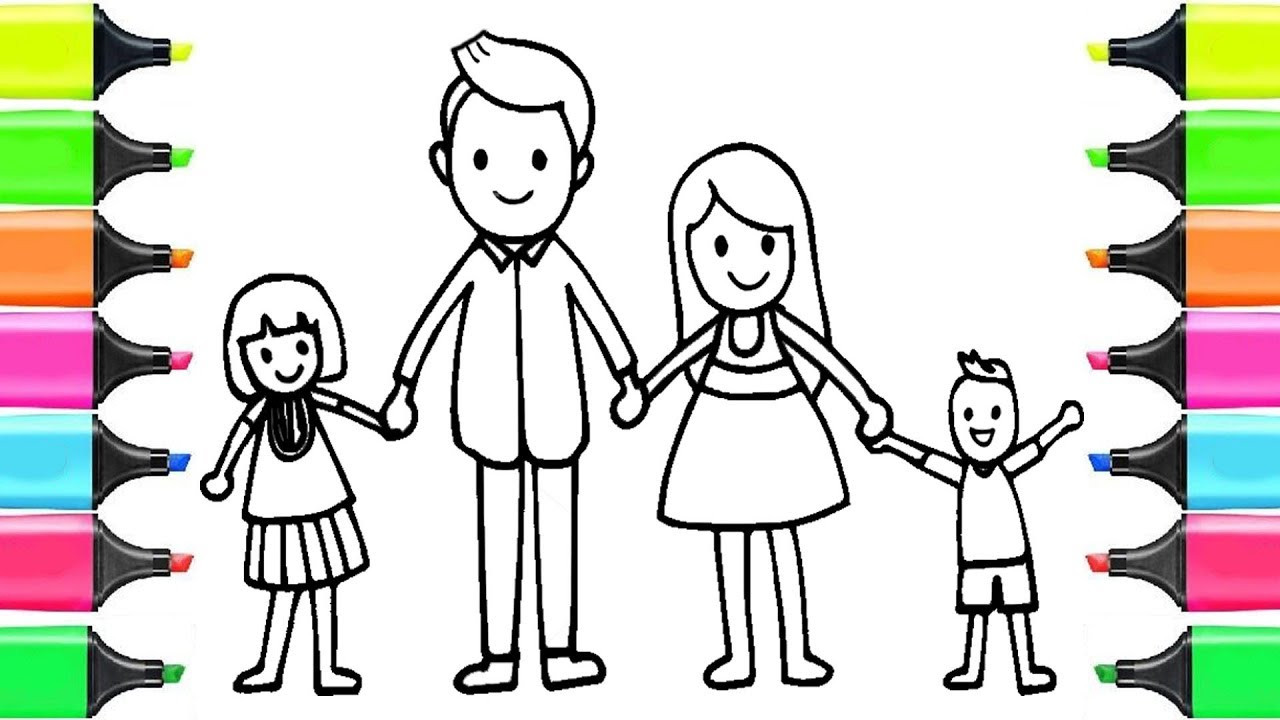 Hướng dẫn vẽ gia đình 4 người đơn giản theo phong cách hoạt hình