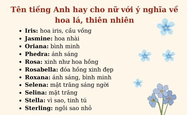 tên tiếng anh hay cho nữ