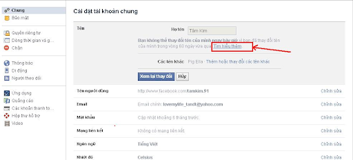 cách đổi tên facebook