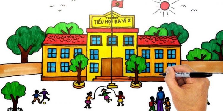 vẽ tranh trường học