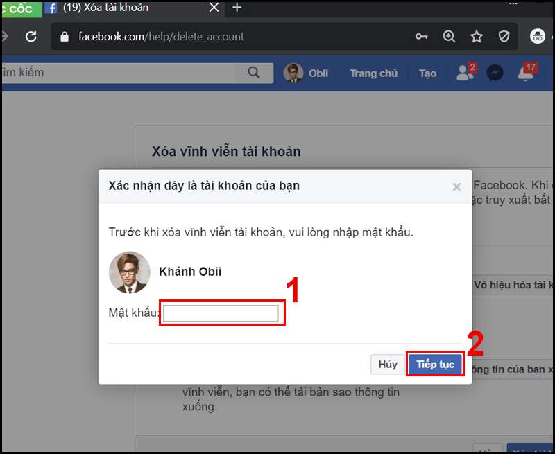 cách xóa tài khoản Facebook 