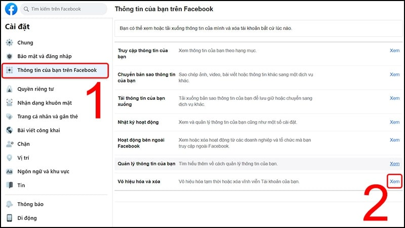 cách xóa tài khoản Facebook 