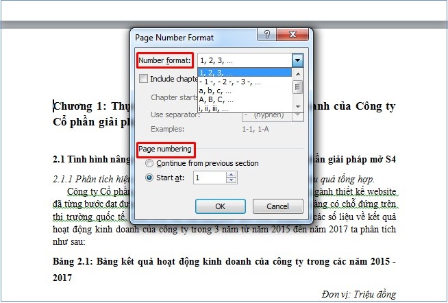 cách đánh số trang trong word