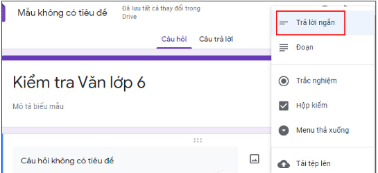 cách tạo bài kiểm tra trên google form