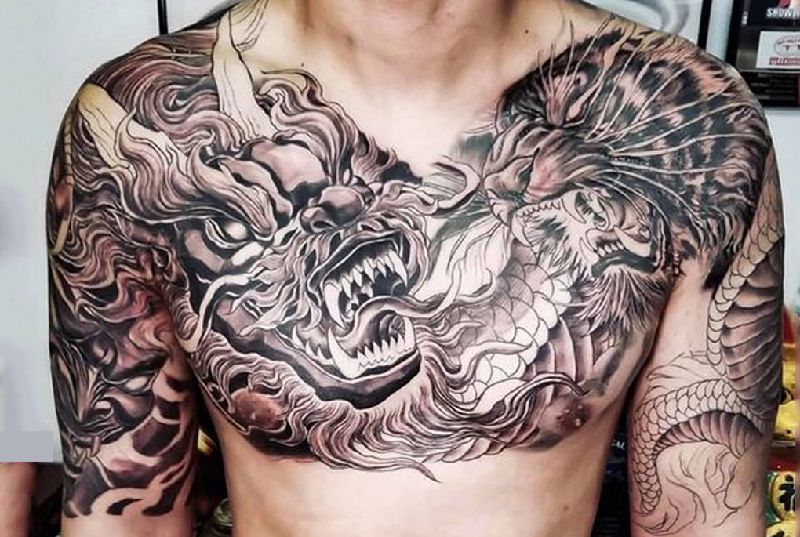 Hình Xăm Rồng Vắt Vai Đẹp  Tattoo Rồng Ngang Vai Mini