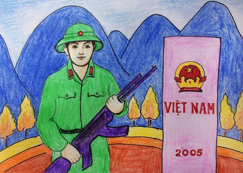 vẽ tranh chú bộ đội